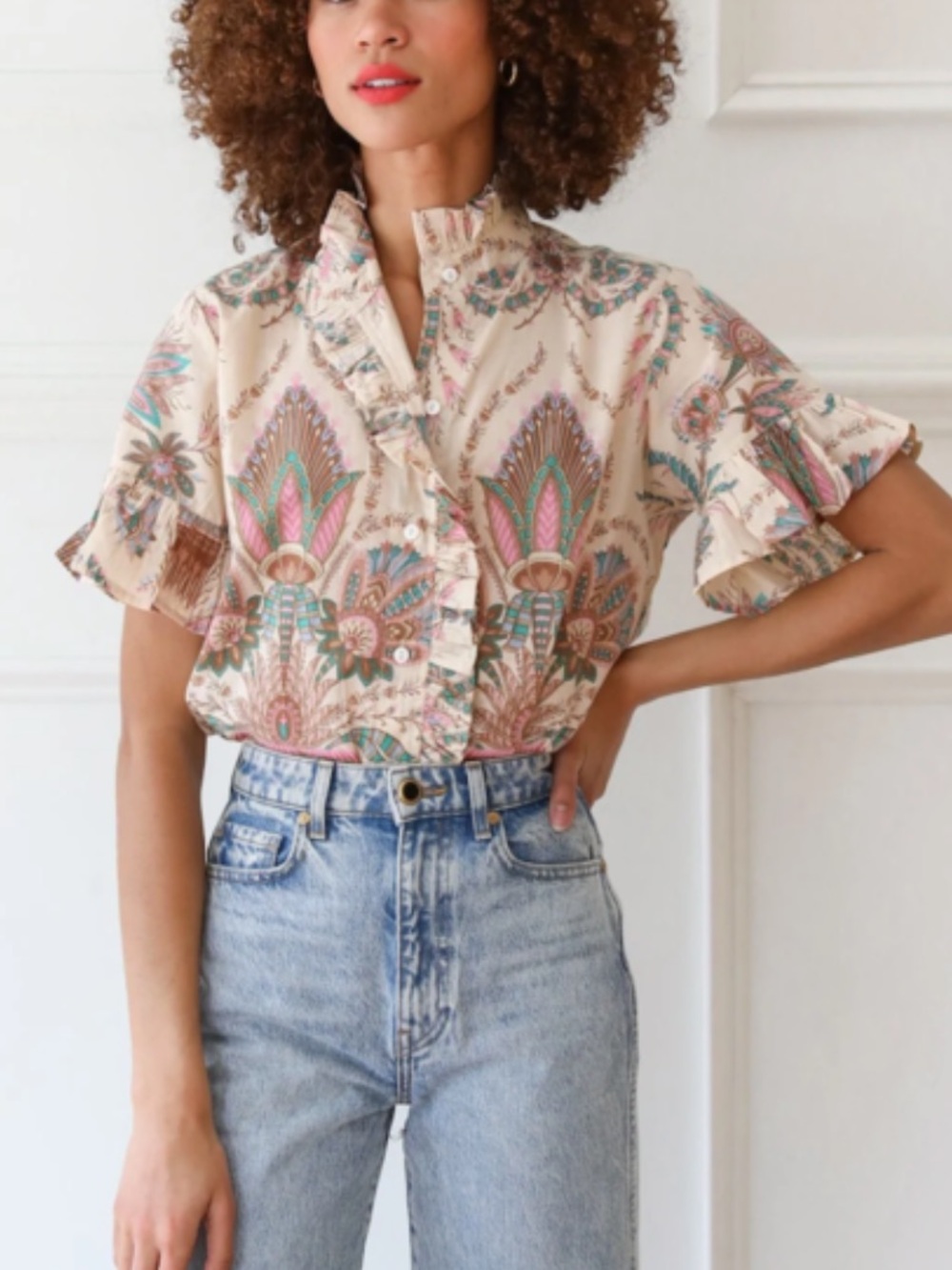 Mille Vanessa ruffle top Versailles